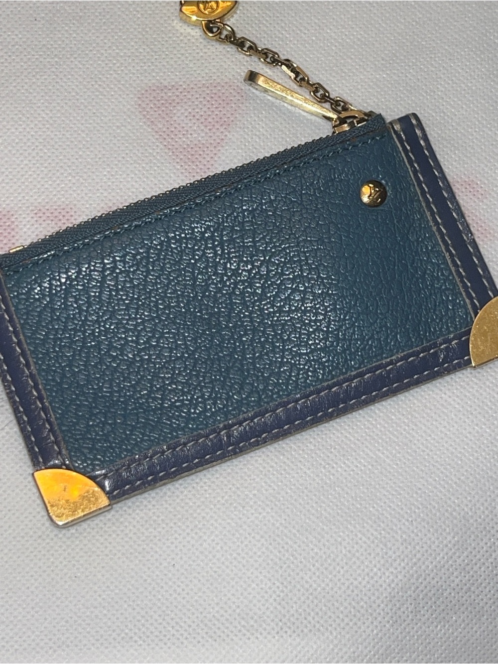 Louis Vuitton Blue Suhali Leather Pochette Key Cles - Picture 5 of 10